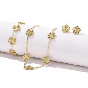 Elegant Gold Flower Jewelry Set